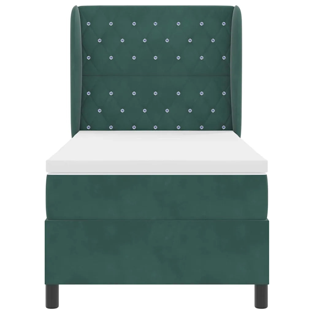 Letto a molle con materasso Verde Scuro 200 x 100 cm Velluto 3340865