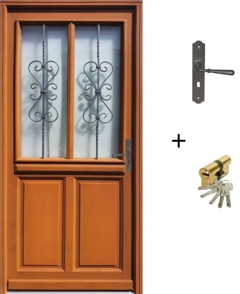 Porta d'ingresso in legno smaltato, Syrah, H.215xl.90 p.sinistra + Maniglia E Botte (rif 010403FP) Lato tavolo senza maniglia