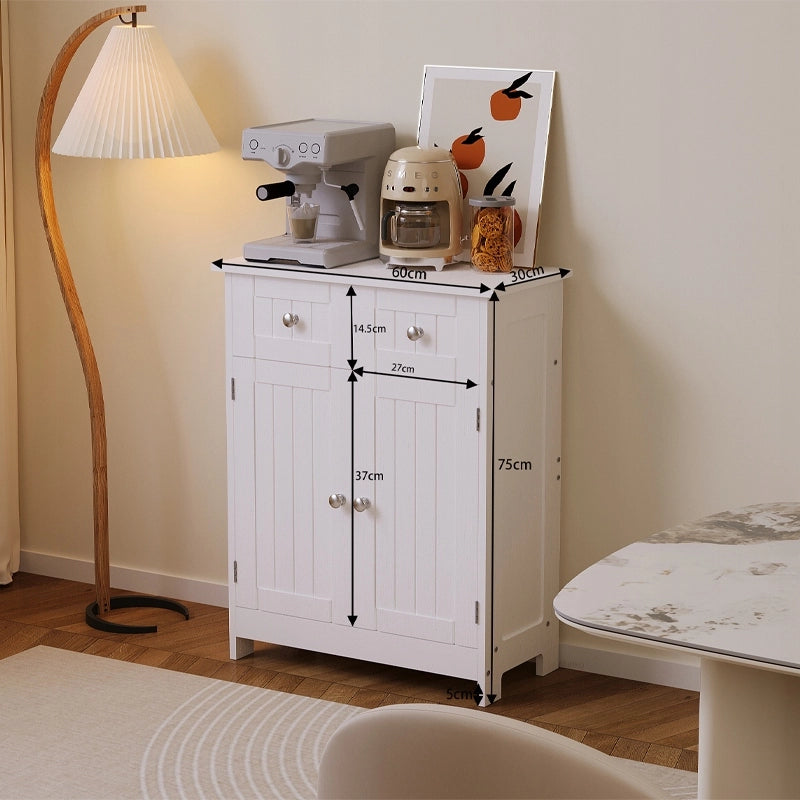 Mobiletto da bagno con cassetti e 2 ante, stile loft scandinavo, bianco