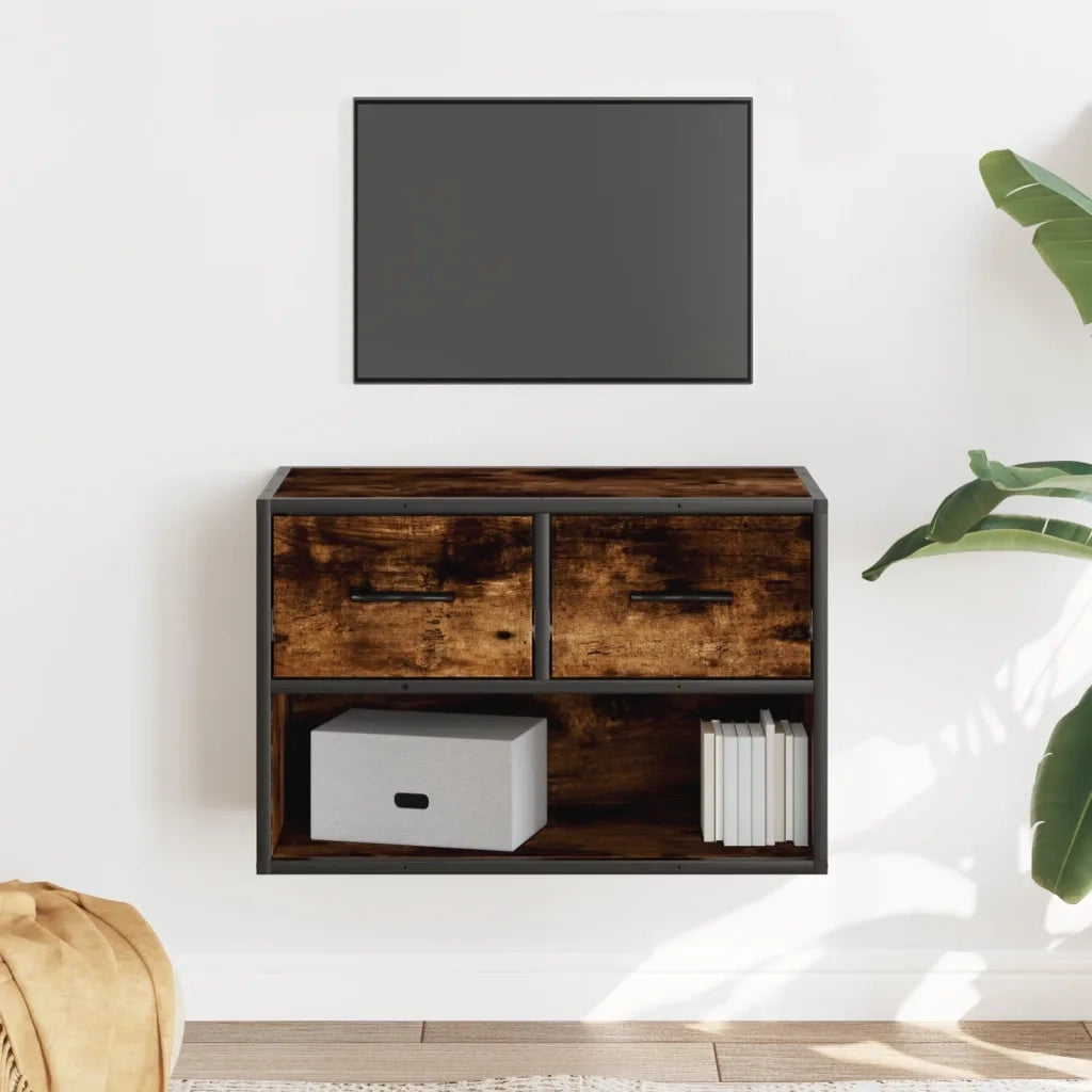 Mobile Porta TV-Mobile per TV-Credenza TV Rovere Fumo 60x31x39,5 cm in Legno e Metallo