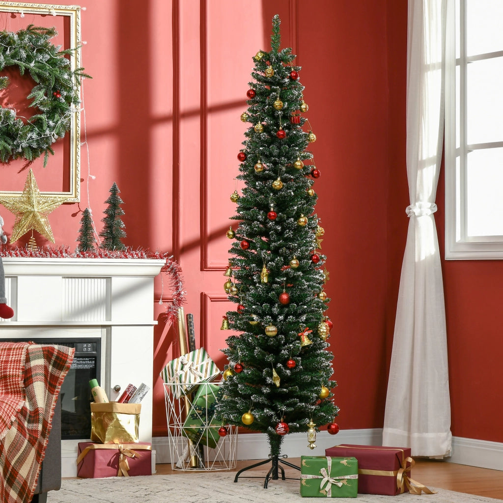Albero di Natale Slim Innevato Artificiale ¨C zephmum ¨C Verde 190 cm