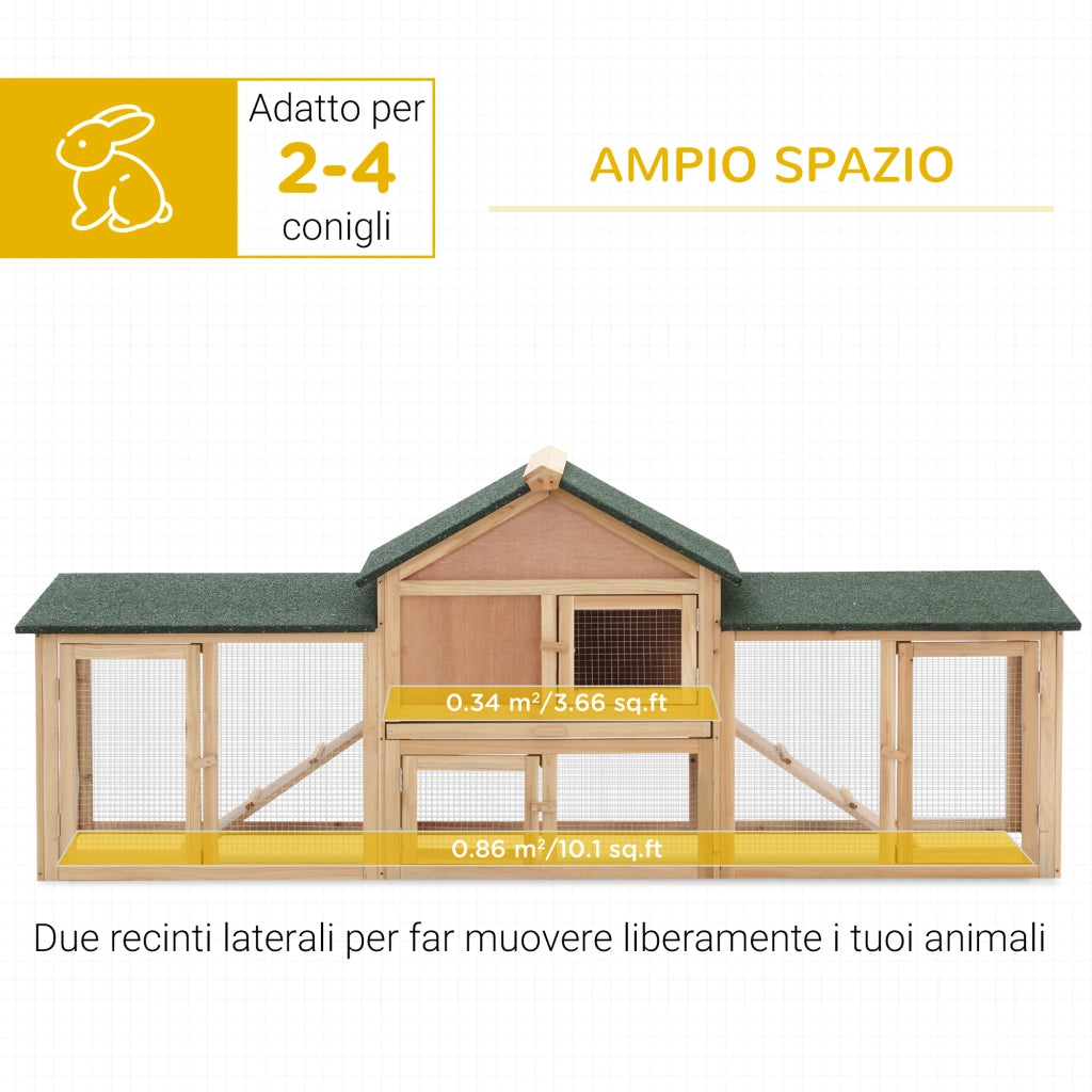 Gabbia per Conigli con Recinto e Tetto Impermeabile ¨C zephmum ¨C Grigio 210x45.5x84.5 cm