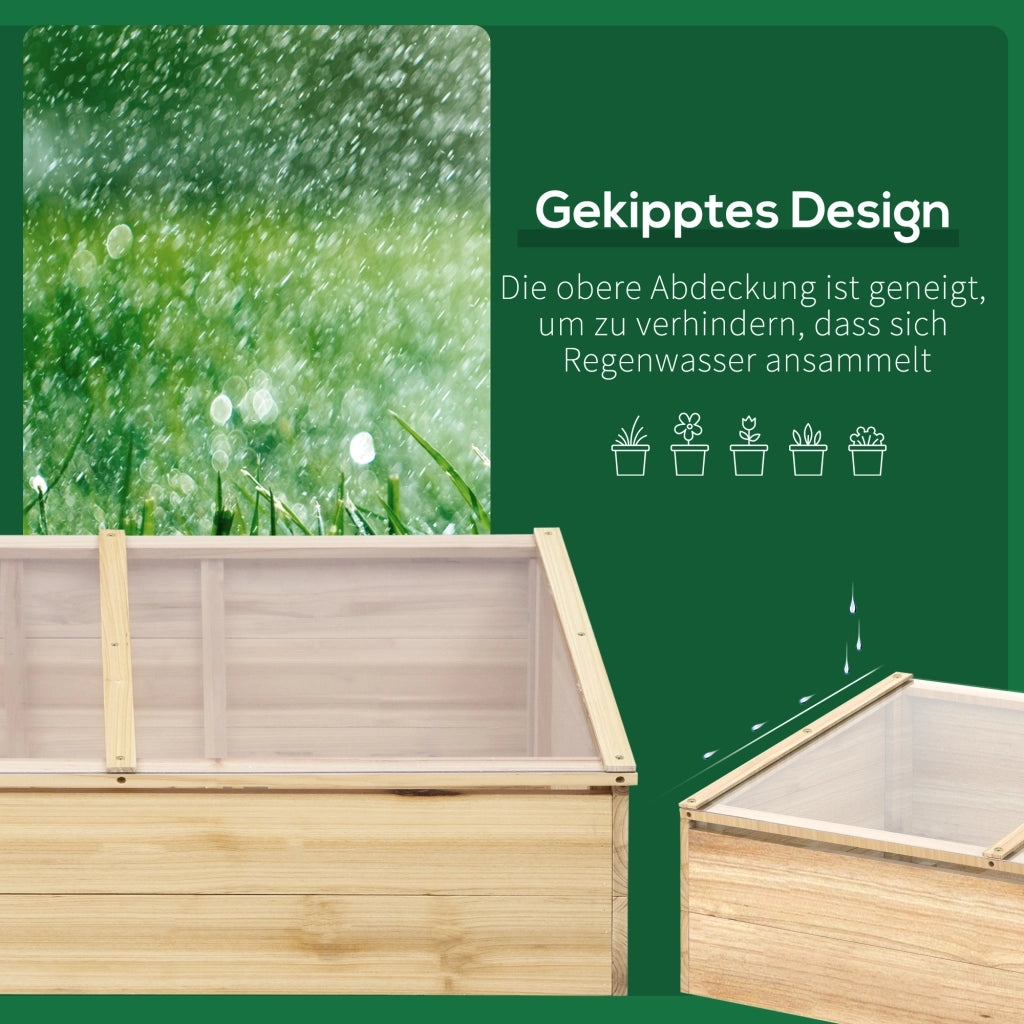 SERRA da giardino 100x50x35 cm in legno naturale con pannello in policarbonato