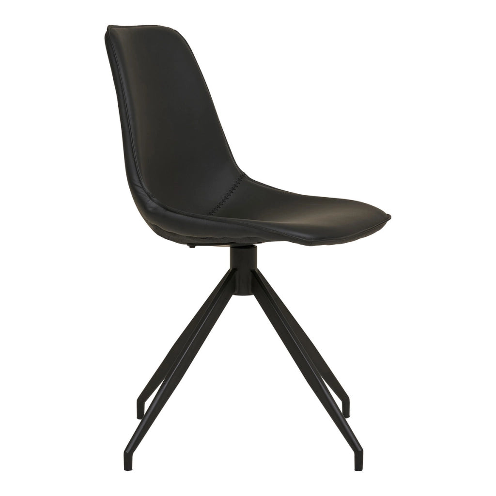Set 2 sedie da pranzo girevoli Monaco in ecopelle nera con gambe nere