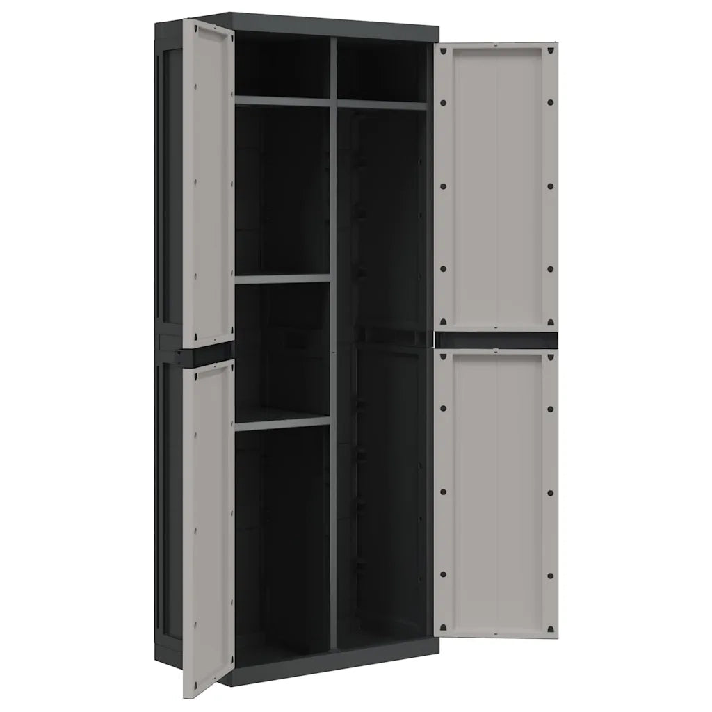 Armadio da Esterno Grigio e Nero 65x37x165 cm in PP 364200