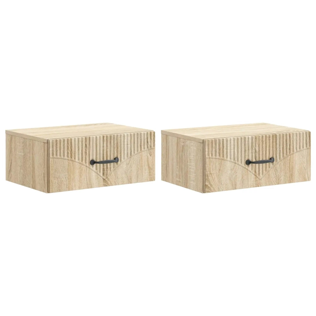 Set di 2 Comodini | Armadio da Notte | Mobiletto da notte a muro Rovere Sonoma 49 x 34,5 x 20 cm