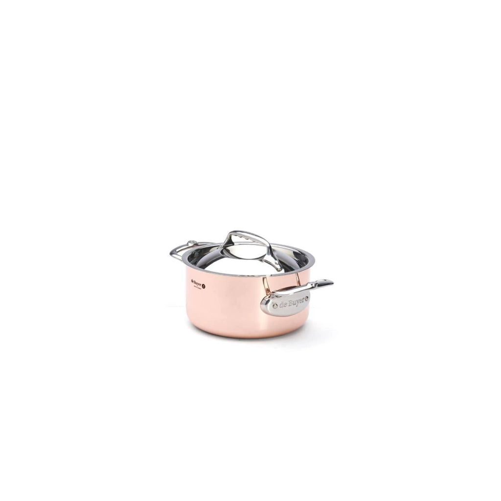 De Buyer 6242.16 Prima Matera Pentola per Induzione 16 cm 1.8 L in Rame e Acciaio Inox colore Dorato e Argento