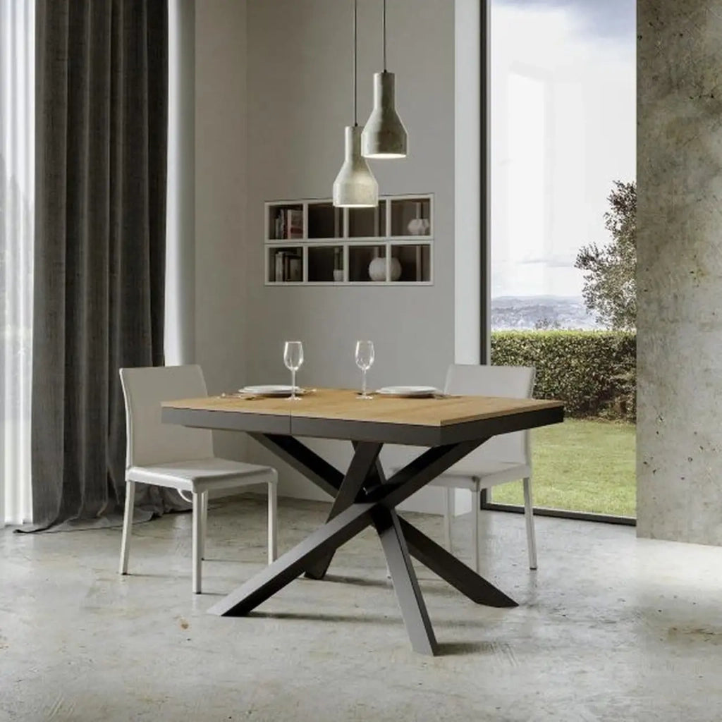 Tavolo allungabile 120/224x90 cm Volantis Evolution colore quercia natura telaio e gambe antracite