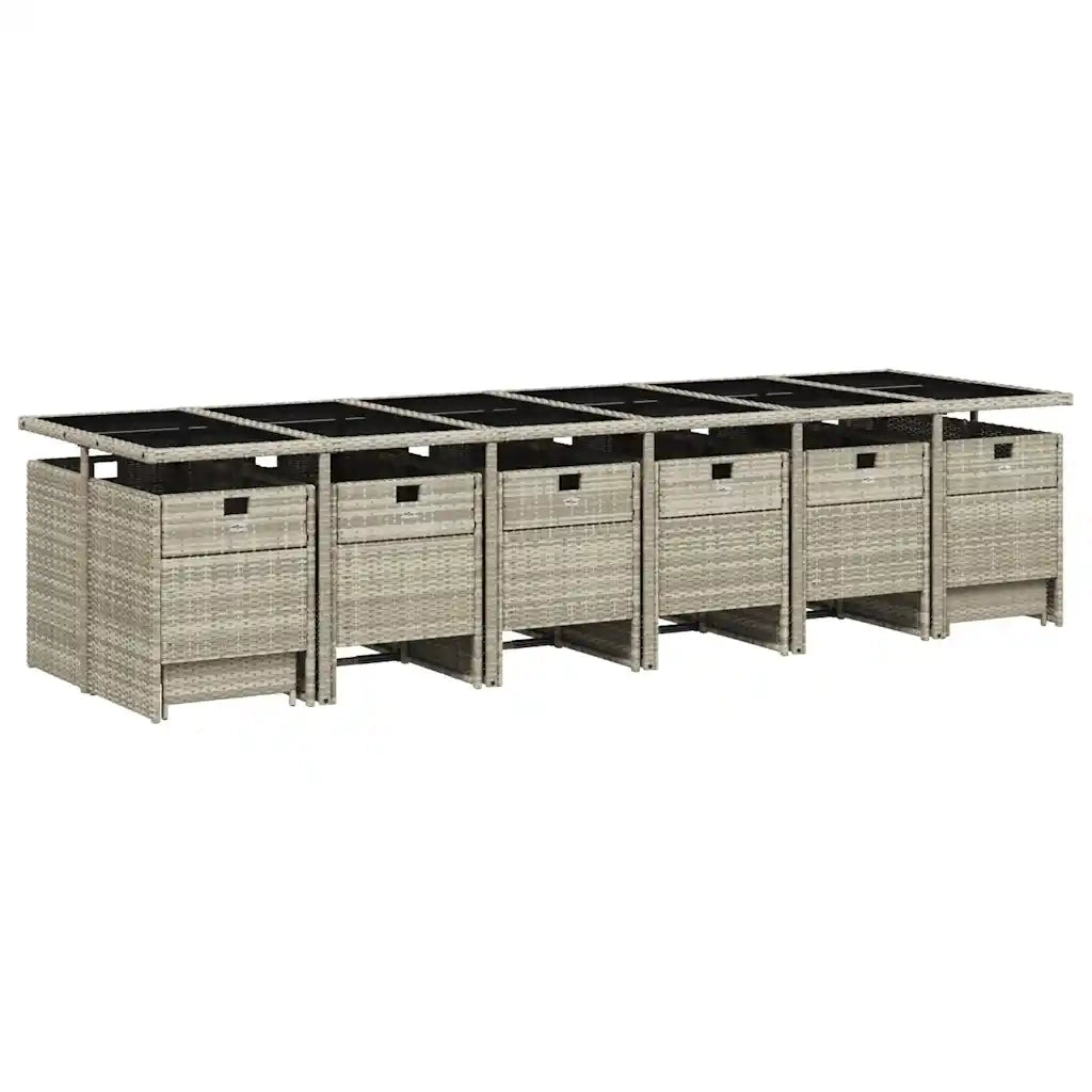 Set da Pranzo da Giardino 17pz con Cuscini Grigio in Polyrattan 3210647