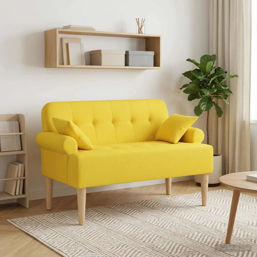 Loveseat con bottoni imbottiti Giallo Chiaro 120 x 65 x 79 cm 42041818