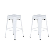 Set di 2 Sgabelli da Bar in Acciaio Bianco 60 cm Impilabili Altezza Bancone Industriale