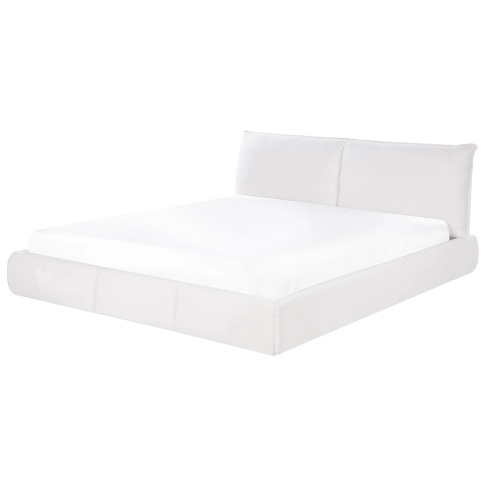 Letto matrimoniale ad acqua imbottito in tessuto boucle bianco 180x200 cm stile classico camera da letto