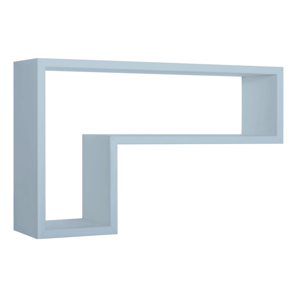 Mensola da Muro Modello LETTERA, Pensile Bagno, Mensola da Parete, Scaffale da Parete, 61x37 p15.5 cm. Finitura  BLU BALTICO - MADE IN ITALY