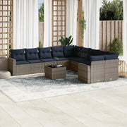 Set Divani da Giardino 11 pz con Cuscini in Polyrattan Grigio 3219511