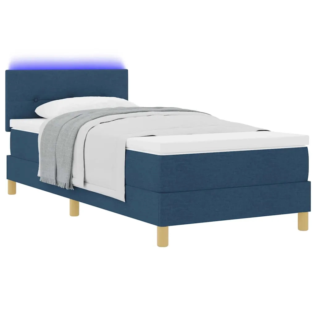 Letto a Sorgente LED con cuscino Blu 80 x 200 cm Tessuto 3342400