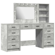 Toeletta | Tavolo da Trucco 3 pz Grigio cemento Legno multistrato