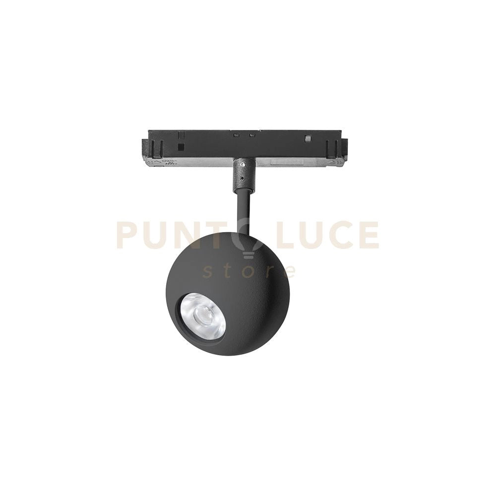 NARDO SP - FARETTO PROIETTORE REGOLABILE NERO TONDO INCASTRO MAGNETICO PER BINARIO 48V 3000K 410LM 8,5W