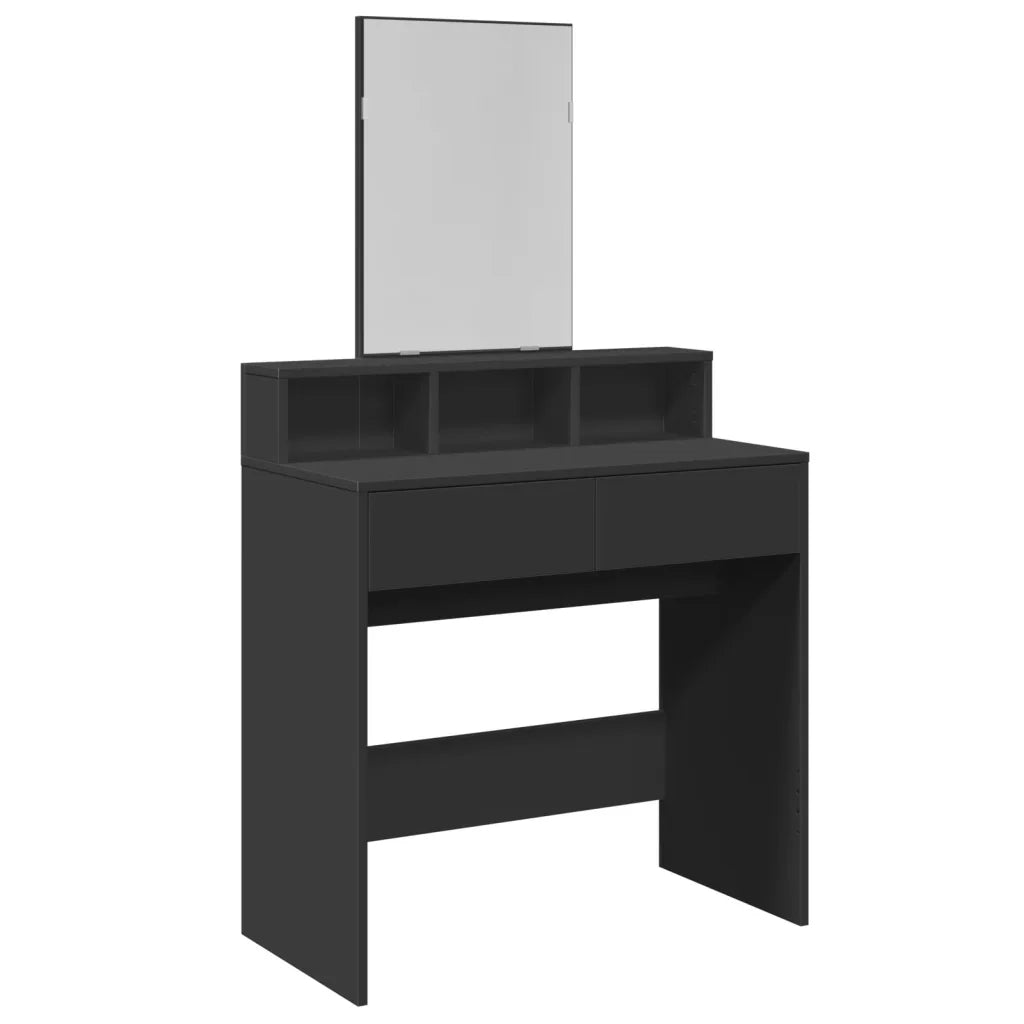 Toeletta con Specchio-Tavolo da Vanit¨¤ Nero 80x41x144,5 cm