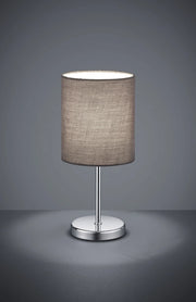 JERRY LAMPADA DA TAVOLO METALLO CROMATO E PARALUME GRIGIO H. 28,5CM ATTACCO E14