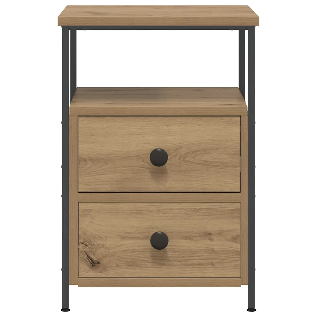 Comodini 2pz Rovere Artigianale 34x35,5x50 cm Legno Multistrato 857261