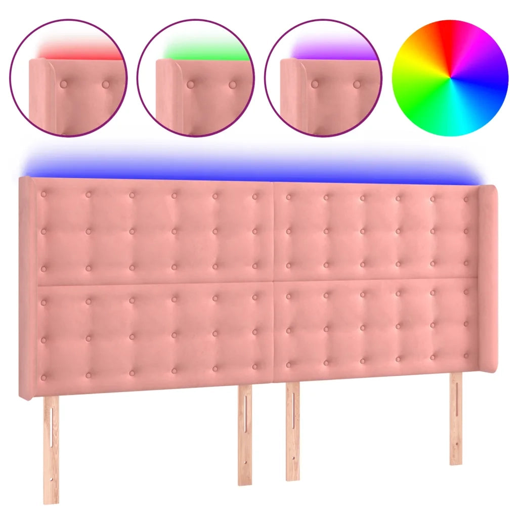 Testiera a LED-Testata con LED rosa 163x16x118/128 cm in Velluto 717292