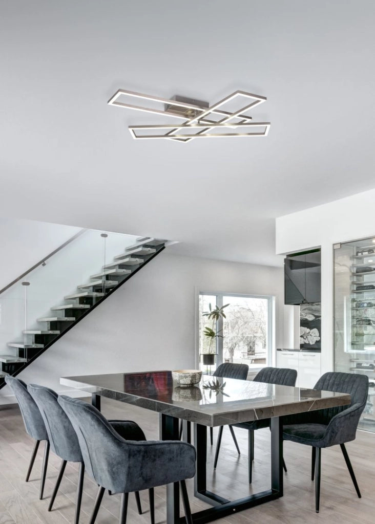 Plafoniera LED, metallo, nichel opaco, 66x10x60 cm, Corso