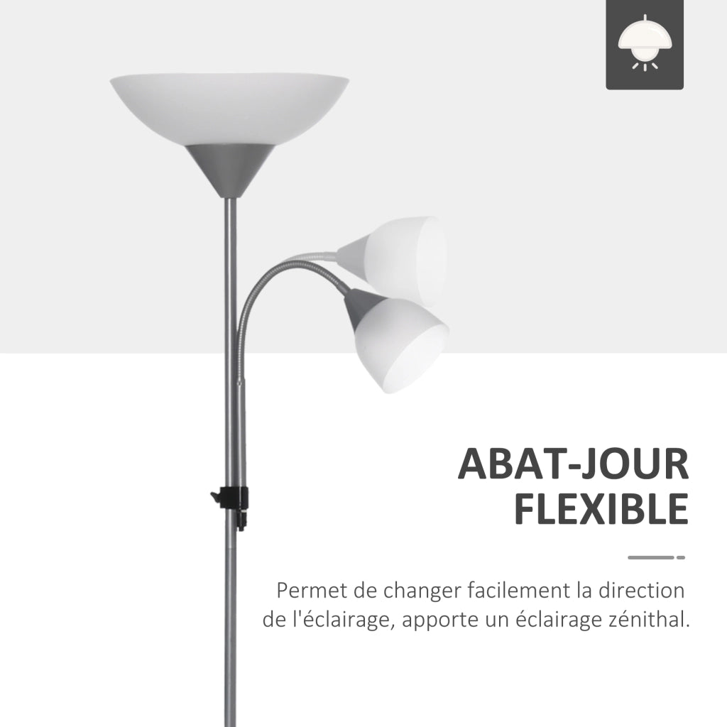 Lampada da terra con 2 teste E27 E14 ¨C Zephmum ¨C base metallo ?28x179.5 cm