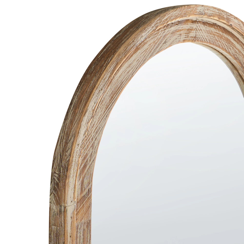 Specchio da parete a figura intera Cornice in legno marrone chiaro Specchio ad arco grande e alto da appendere Camera da letto