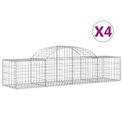 Set di 4 gabbioni ad arco per recinzione gabbia o muro di contenimento 200 x 50 x 40/60 cm ferro zincato argento 02_0041451