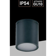 Trade Shop - Applique Da Soffitto A Cilindro Esterno Moderno Lampada Plafoniera Gu10 Ip54 H94 - Nero