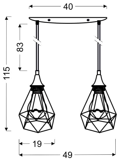 Lampada a sospensione Candellux Graf nera 2xE27 115cm