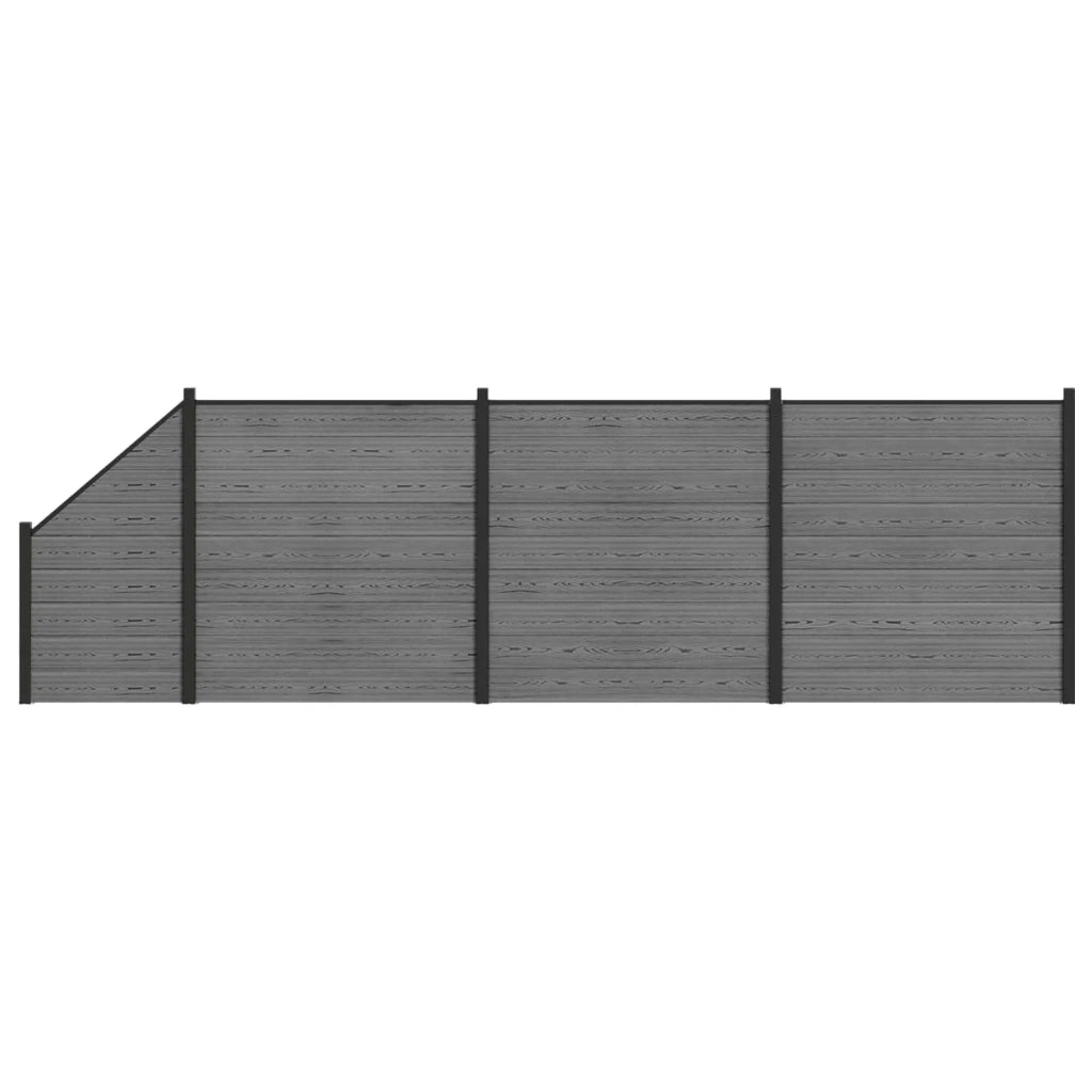 Set di Recinzione 619 x 186 cm WPC e Alluminio Grigio 3429404