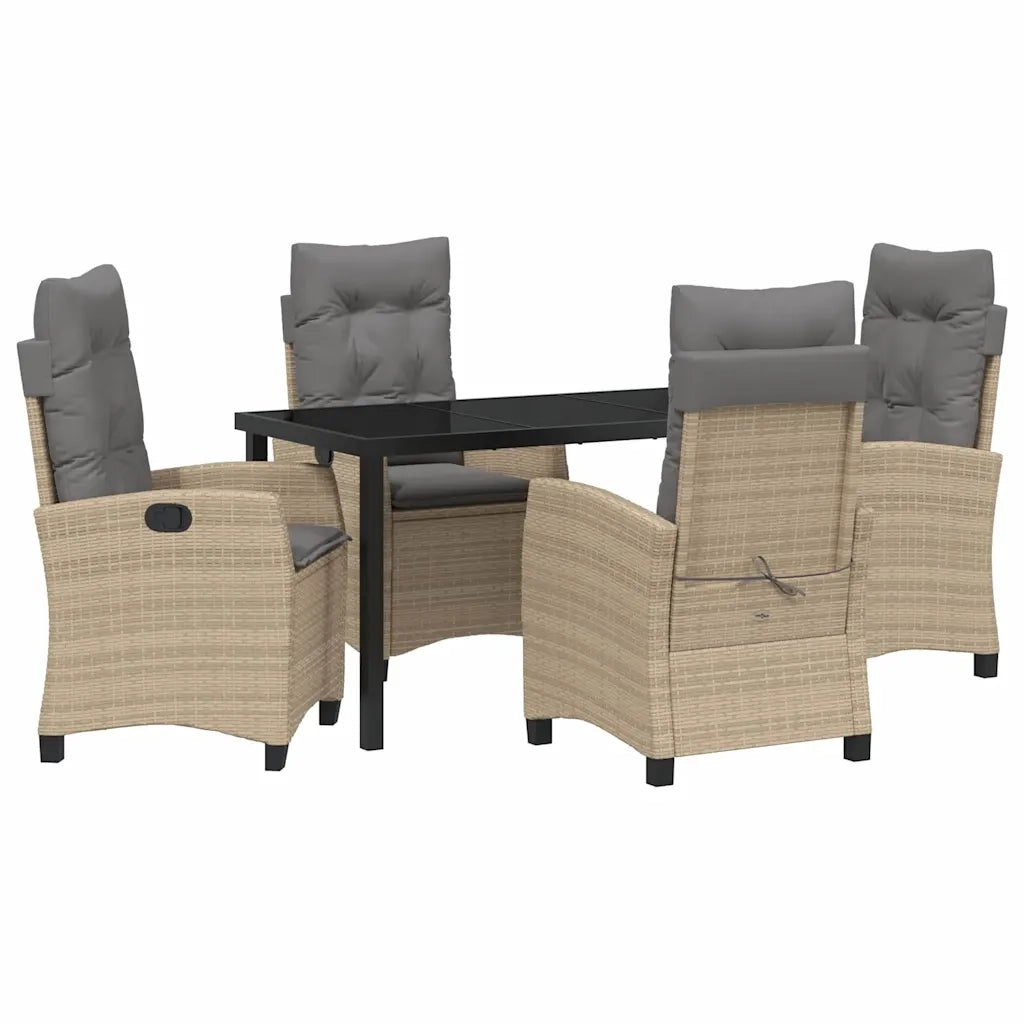 Set da Pranzo per Giardino con cuscino 5 pcs Beige polyrattan 3380402
