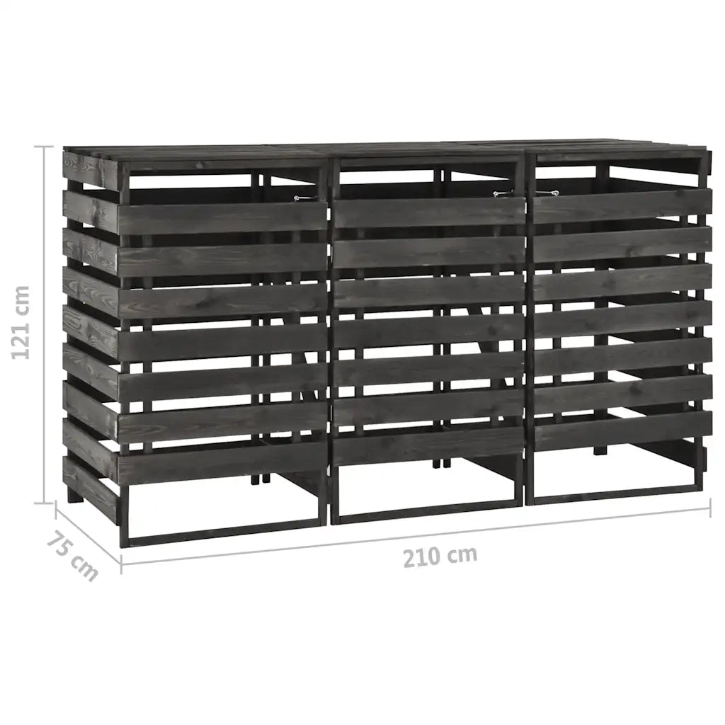 Copribidone Triplo 210x75x121 cm in Legno di Pino Verniciato 315412