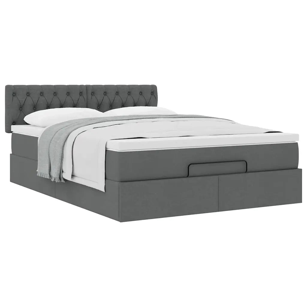 Pouf Letto con Materasso Grigio Scuro 140x200 cm in Tessuto 3311547