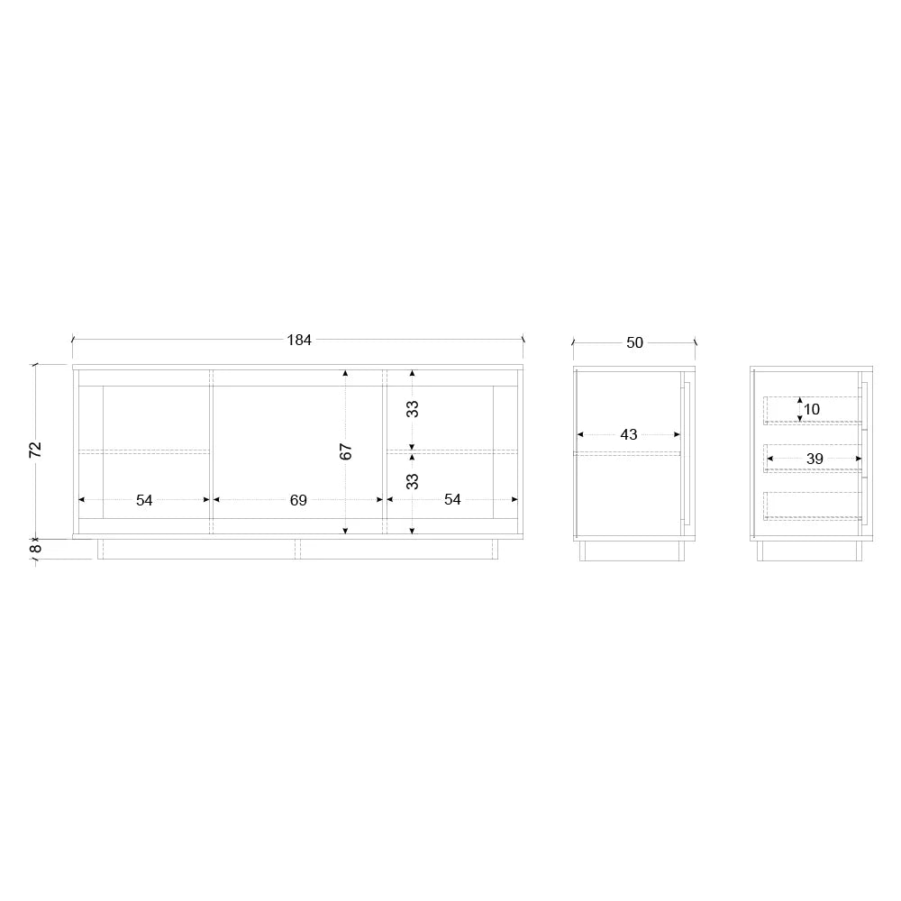 Madia 2 ante e 3 cassetti Linea SKY L 180 Cm x H 80 Cm x P 50 Cm, realizzata in legno 100% MADE IN ITALY, design moderno per cucina, sala da pranzo, soggiorno colore Cashmere/Cadiz