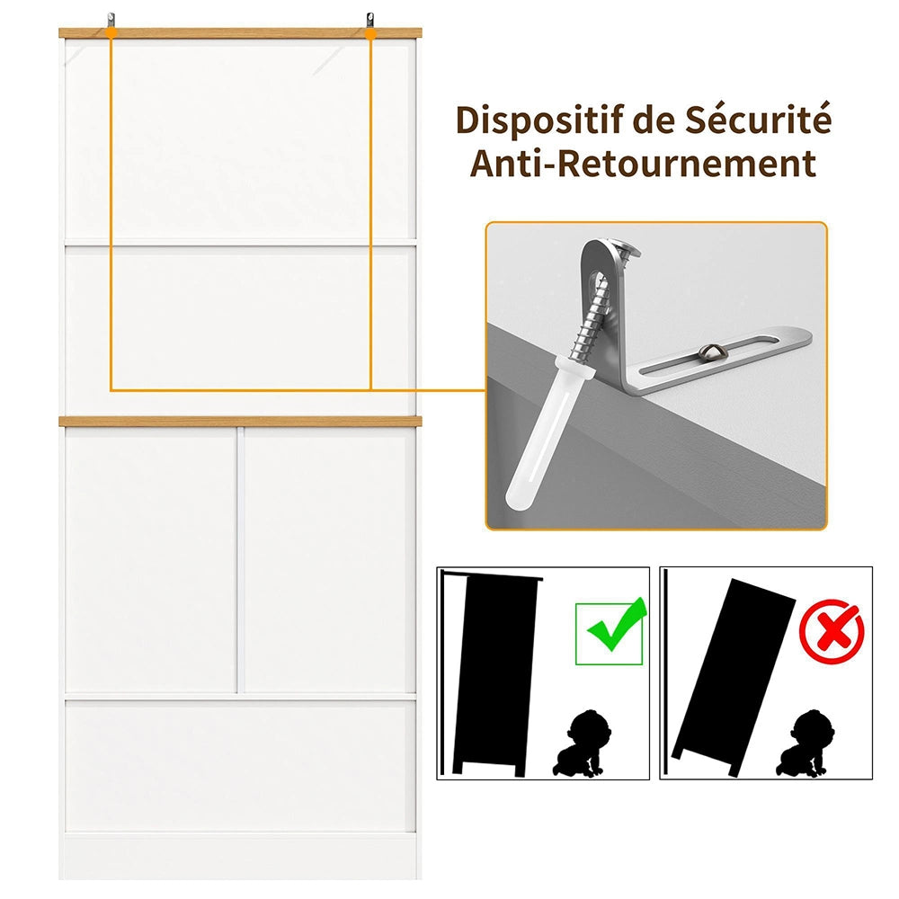 Armadio Cucina Alto 80x40x180cm - Xylo - Moderno con 12 Scomparti e Cassetti