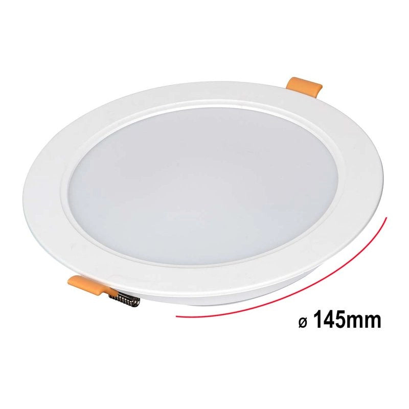 Faretto Led Da Incasso Rotondo 12W 1200LM Caldo 3000K Diametro 145mm Montaggio 2 In 1 Da Plafone e Da Incasso