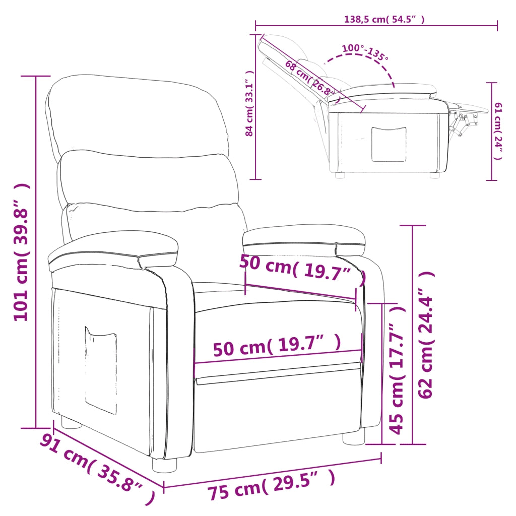 Poltrona Reclinabile in Tessuto Grigio Chiaro 344890