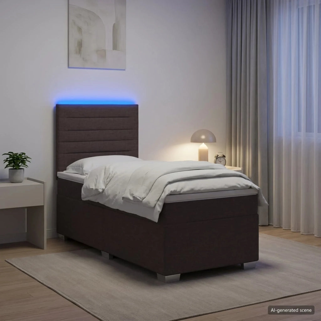 Letto box spring con materasso Marrone Scuro 100 x 200 cm 3454799