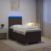 Letto box spring con materasso Marrone Scuro 100 x 200 cm 3454799
