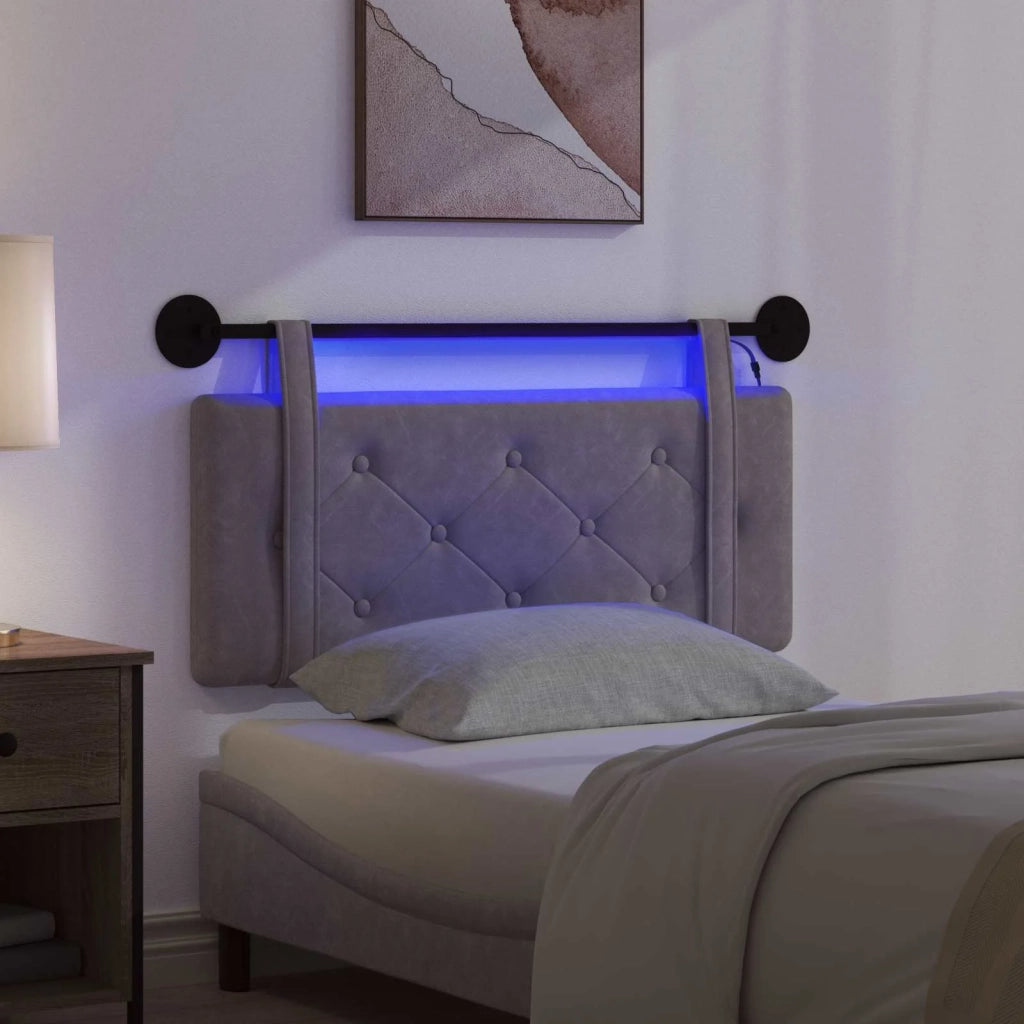 Testiera sospesa Con luce LED Grigio PU Antico