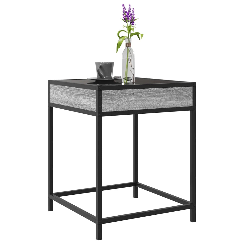Tavolino da Salotto con LED Infinity Grigio Sonoma 40x40x51 cm