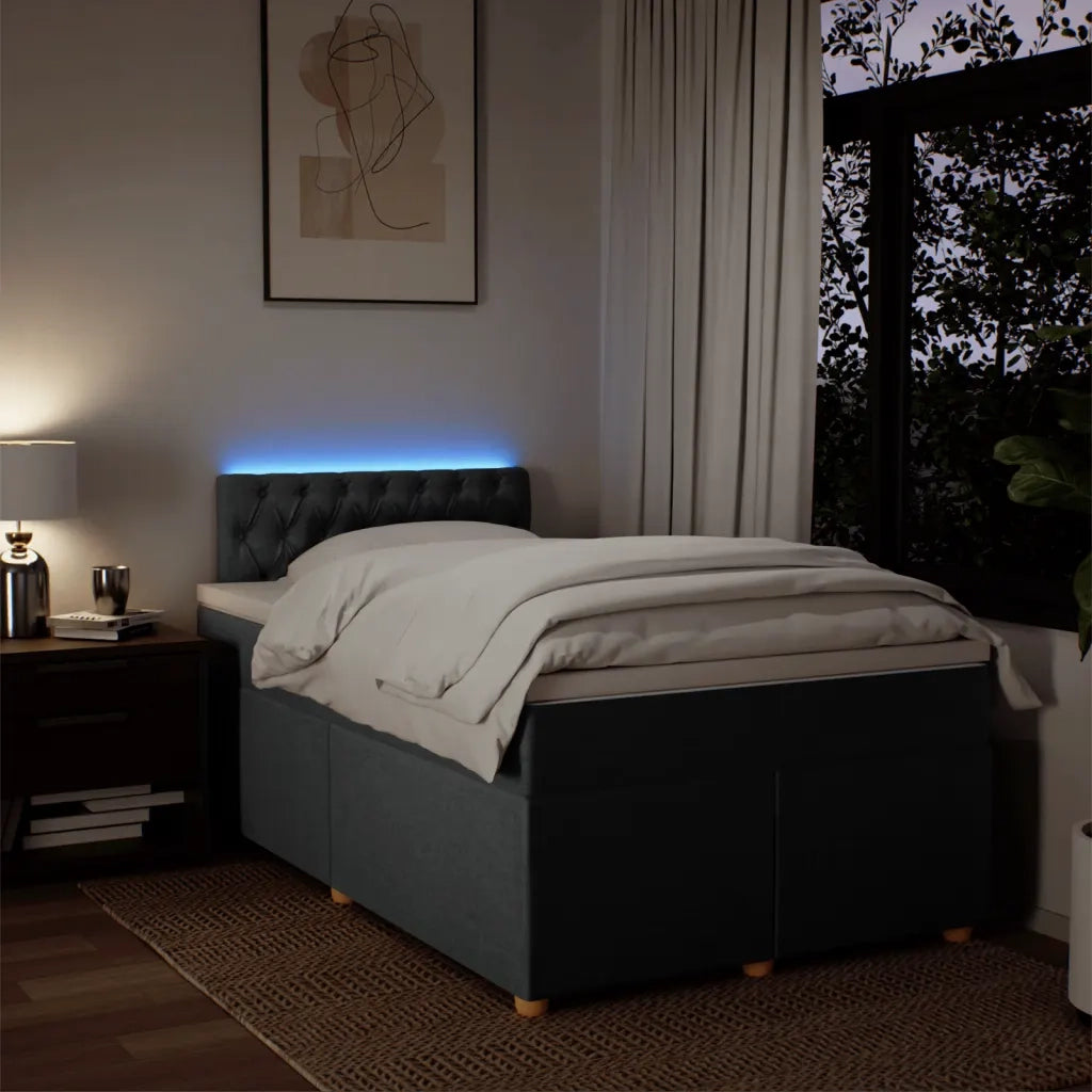 Giroletto a Molle con Materasso Grigio Scuro 120x200 cm Tessuto