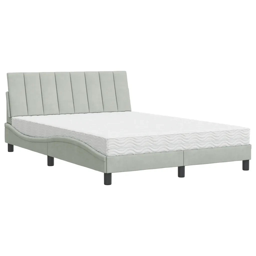 Letto con Materasso Hanko Grigio Chiaro 140x190 cm in Velluto 3208592