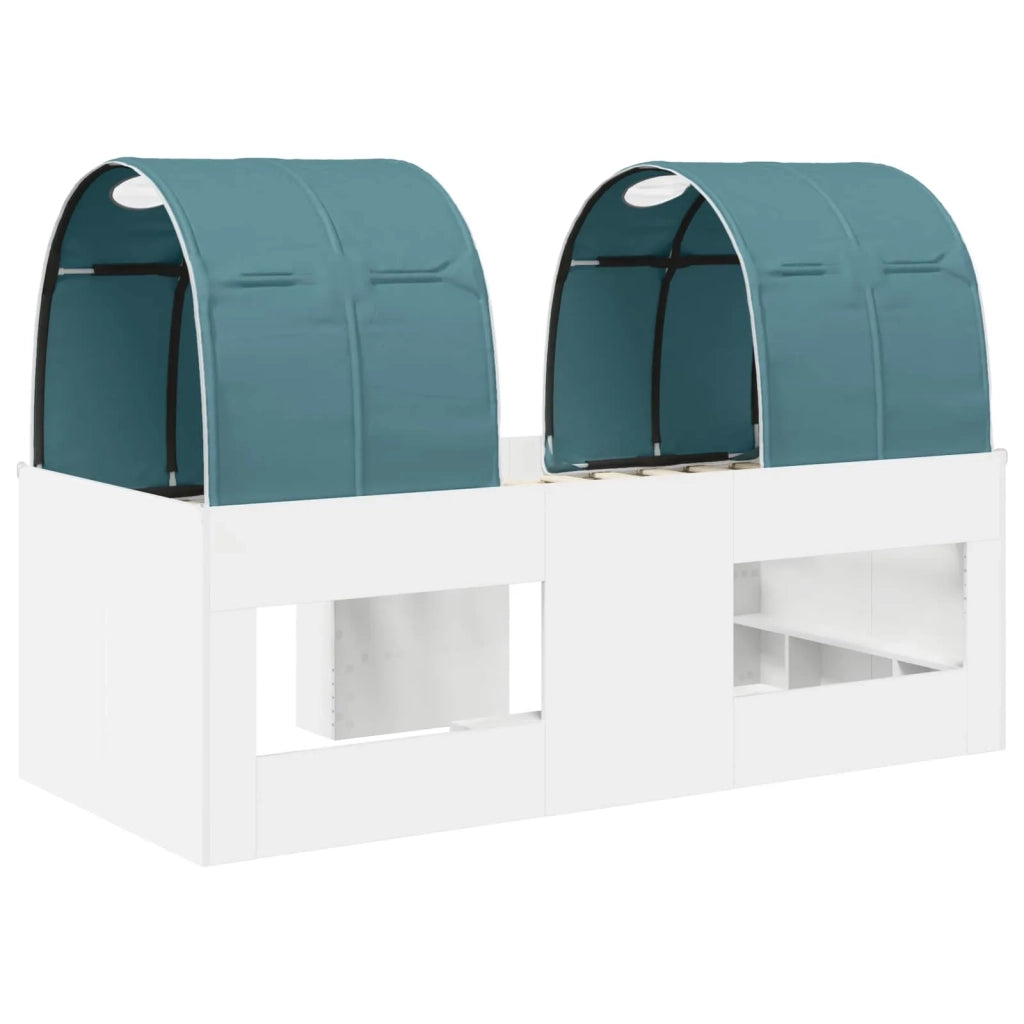 Letto con Tunnel 4 pcs Bianco e azzurro Legno ingegnerizzato