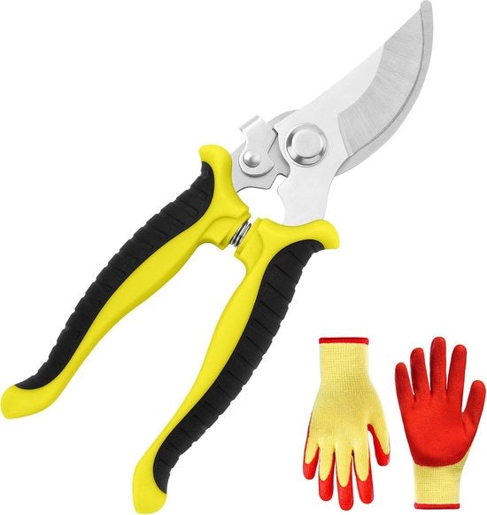Snoeischaar con Manopole con Frange per Giardini, Cespugli e Recinzioni (Giallo)