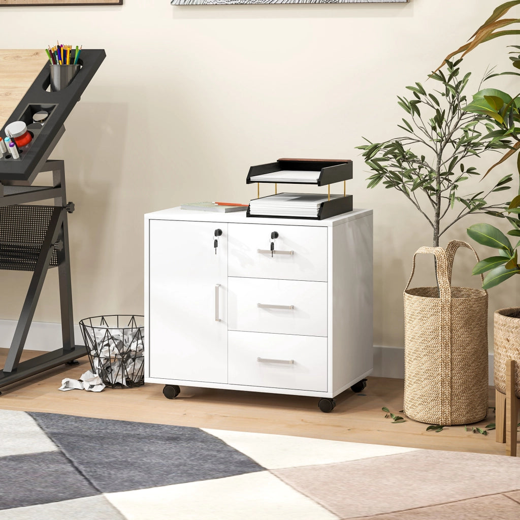 Scrivania con cassetti e ripiano regolabile ¨C zephmum ¨C bianco 40x60x56 cm