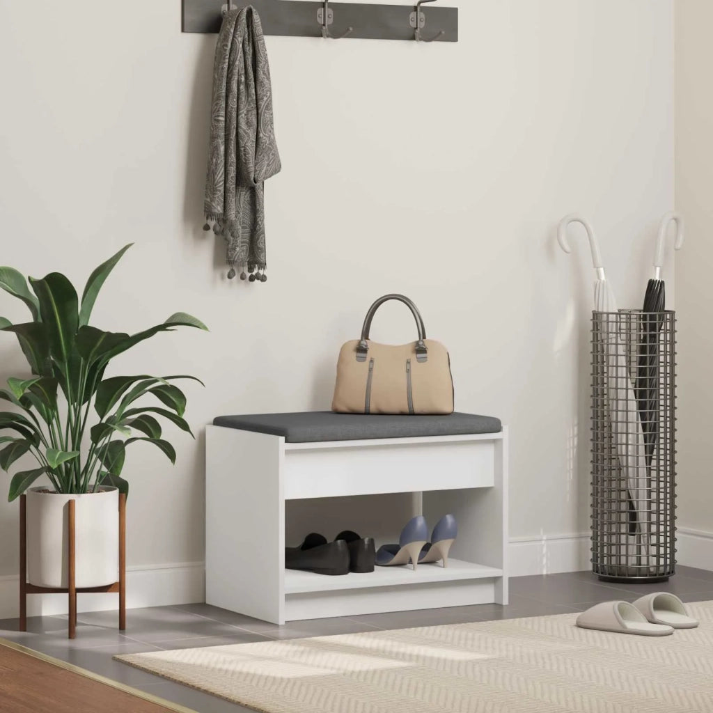 Panca per ingresso con cuscino Bianco 63 x 38 x 45 cm