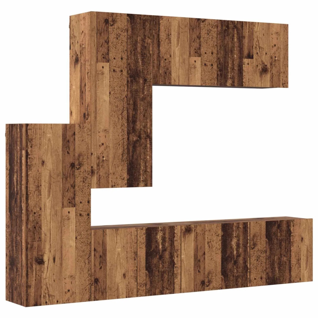 Unità TV da Parete 5 pcs Legno vecchio Legno multistrato
